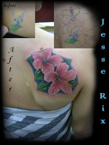 Jesse Rix - Hibiscus Coverup Tattoo